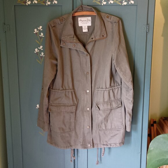 American Rag CIE Olive Woman's Utility Jacket Size L 100% Cotton - Picture 1 of 5